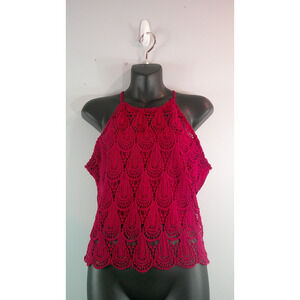 Womens Sz XL RUE 21 Machine Crocheted Crop Tank w/lining